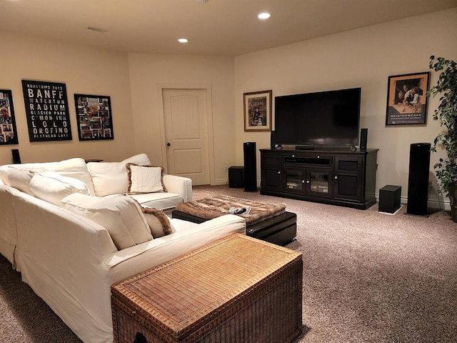 266 W Bowman Dr, Kalispell, MT 59901 - living room with baseboards, carpet floors, and recessed lighting