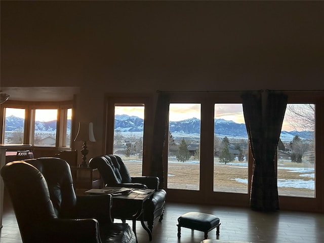 93 Golf Course Dr, Ennis, MT 59729 - dining space featuring a mountain view and hardwood / wood-style floors