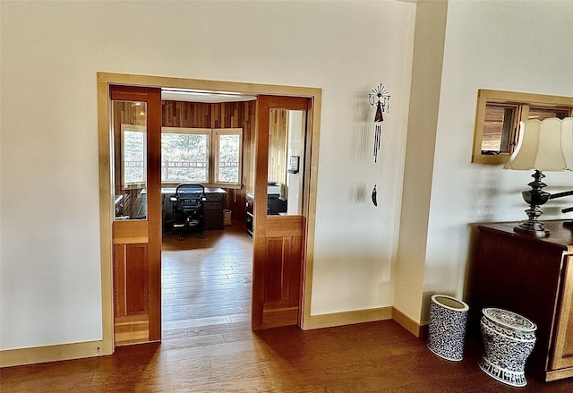 93 Golf Course Dr, Ennis, MT 59729 - hall with wood finished floors and a desk