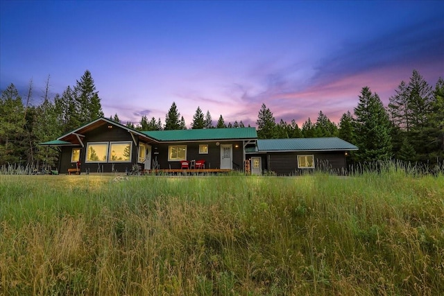 view of front of property featuring metal roof