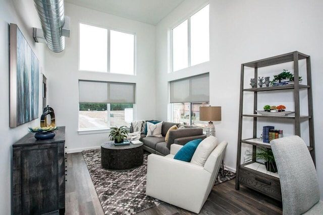 21D Hickory Loop, Whitefish, MT 59937 - living area featuring healthy amount of natural light, wood finished floors, and a towering ceiling