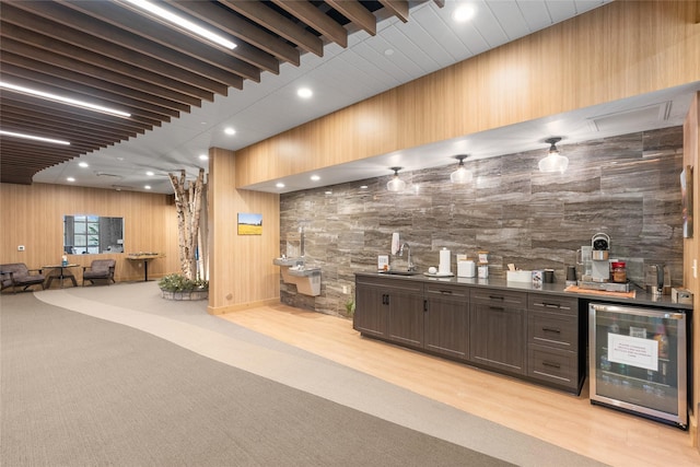 interior space with a sink and wet bar