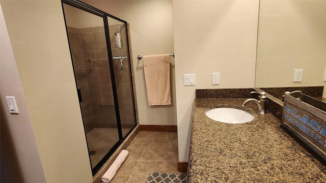 6104 Monterra Ave Unit L, Whitefish, MT 59937 - full bath featuring a stall shower, vanity, and tile patterned flooring