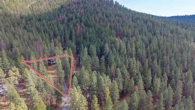 aerial view of a heavily wooded area