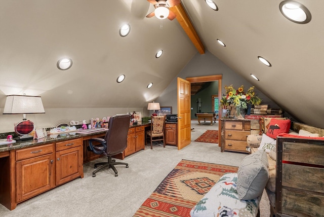 31572 Lake To Sky Dr, Bigfork, MT 59911 - office with light colored carpet, ceiling fan, and recessed lighting
