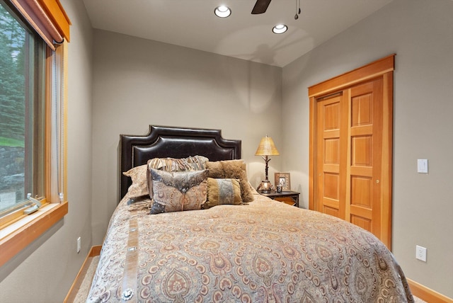 31572 Lake To Sky Dr, Bigfork, MT 59911 - bedroom featuring recessed lighting and ceiling fan
