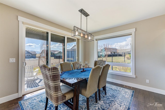 2883 Alpine View Loop, Helena, MT 59601 - dining room with baseboards, dark wood finished floors, and a residential view