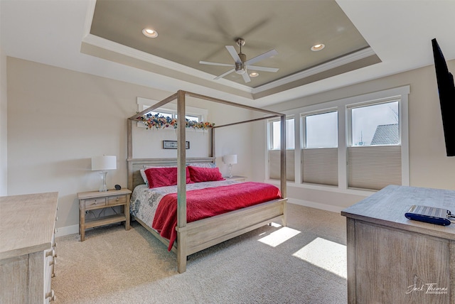 2883 Alpine View Loop, Helena, MT 59601 - bedroom with a tray ceiling, carpet, crown molding, recessed lighting, and baseboards
