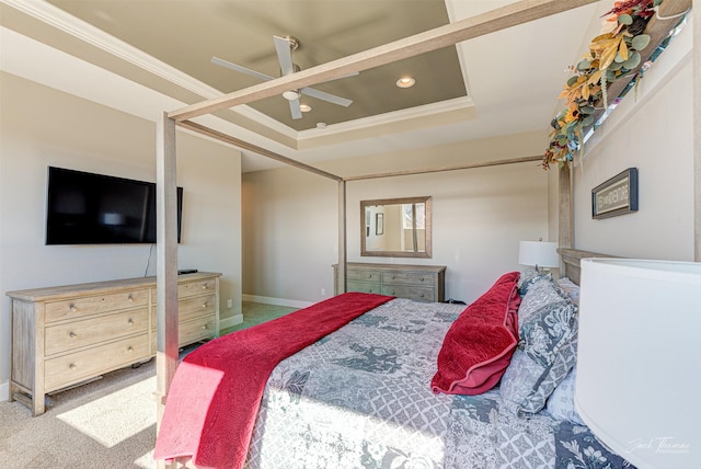 2883 Alpine View Loop, Helena, MT 59601 - bedroom with crown molding, carpet flooring, recessed lighting, baseboards, and a ceiling fan