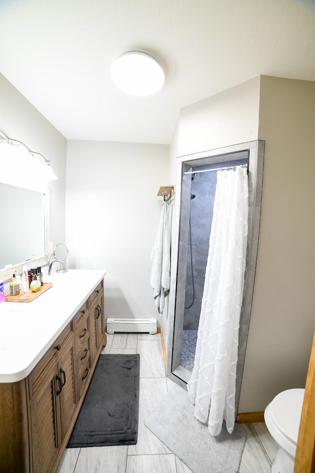 3406 4th Ave S, Great Falls, MT 59405 - full bathroom featuring baseboard heating, double vanity, and a tile shower