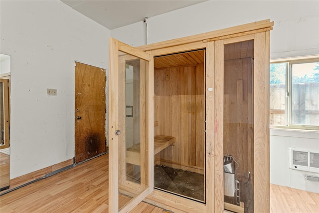 view of sauna / steam room with wood finished floors
