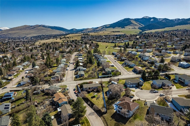 bird's eye view with a mountain view and a residential view