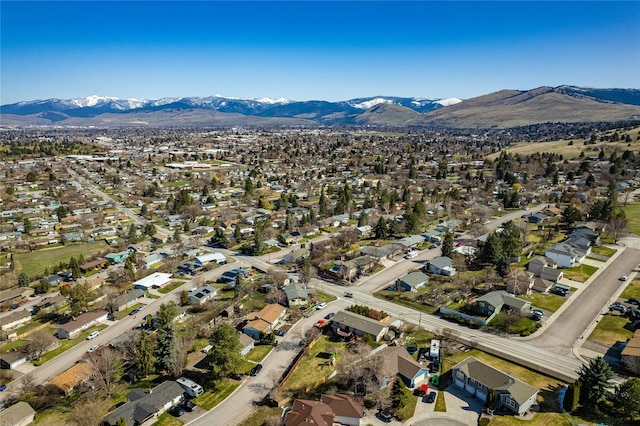 aerial view featuring a residential view and a mountain view