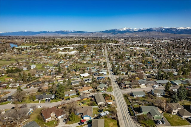 aerial view with a mountain view and a residential view