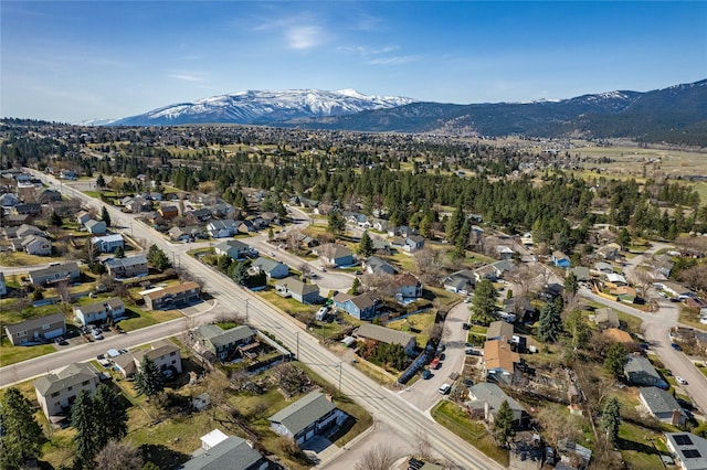 aerial view with a mountain view and a residential view