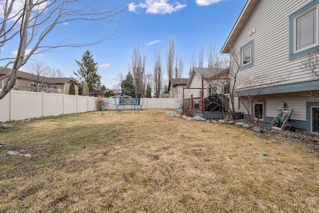 425 Northridge Dr, Kalispell, MT 59901 - view of yard with a trampoline and a fenced backyard