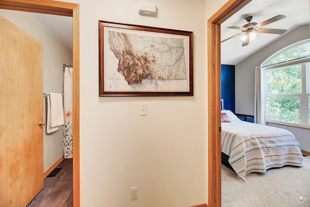 24 Spruce Grove Rd, East Helena, MT 59635 - bedroom with lofted ceiling, wood finished floors, and ceiling fan