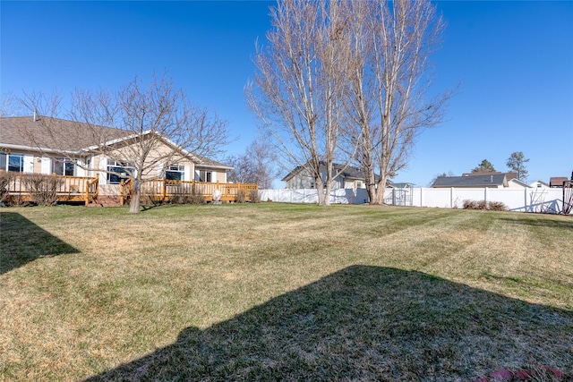 675 Pebble Dr, Kalispell, MT 59901 - fenced backyard featuring a wooden deck