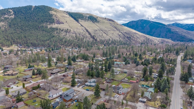 birds eye view of property featuring a mountain view