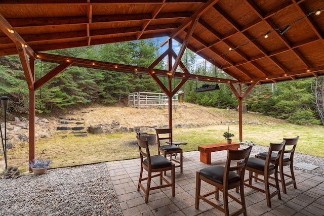 view of patio featuring a gazebo