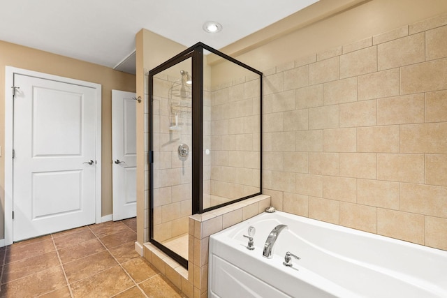 6104 Monterra Ave Unit A, Whitefish, MT 59937 - full bathroom featuring a stall shower, a bath, and recessed lighting