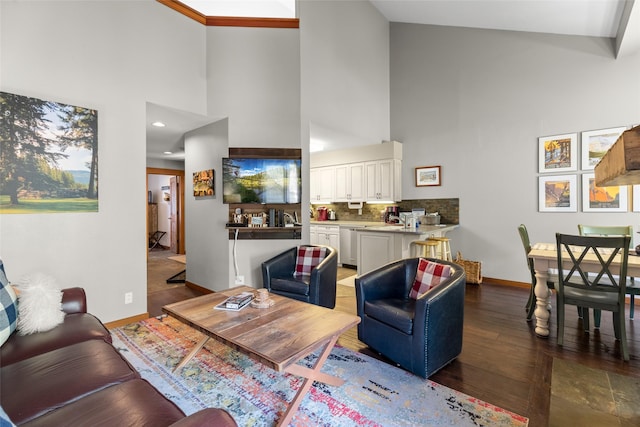 1750 E Lakeshore Dr Unit 203, Whitefish, MT 59937 - living area with a high ceiling and wood finished floors