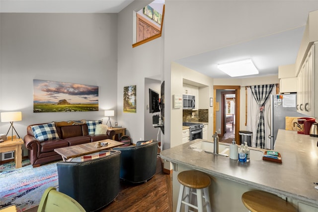 1750 E Lakeshore Dr Unit 203, Whitefish, MT 59937 - living room featuring dark wood-type flooring