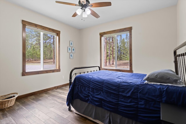 388 Cherry Creek Rd, Thompson Falls, MT 59873 - bedroom with multiple windows, wood finished floors, and a ceiling fan