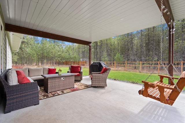 388 Cherry Creek Rd, Thompson Falls, MT 59873 - fenced backyard featuring an outdoor living space, a patio area, and a grill