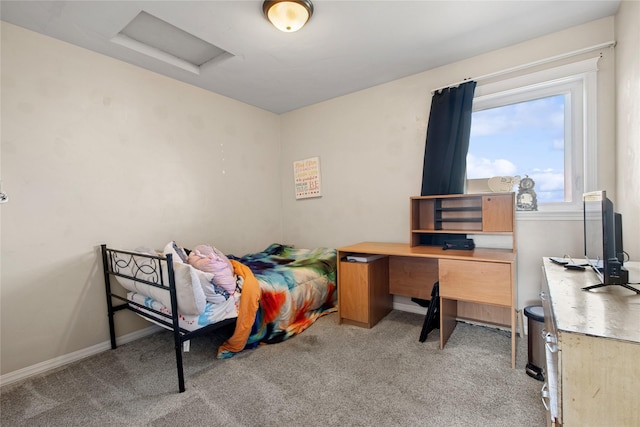 227 Jackson Peak Dr, Kalispell, MT 59901 - bedroom featuring light carpet, baseboards, and attic access