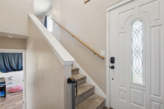 227 Jackson Peak Dr, Kalispell, MT 59901 - entryway with stairway and wood finished floors