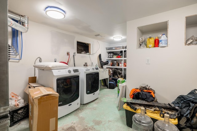 laundry room with washer and dryer and laundry area