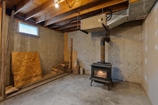 220 Ferndale Dr, Bigfork, MT 59911 - below grade area featuring a wood stove
