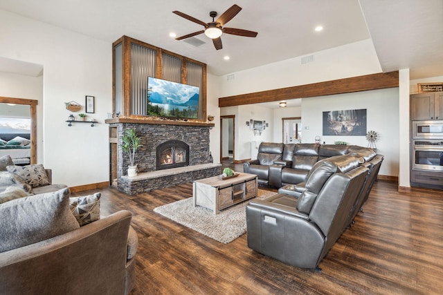 2650 W Valley Dr, Kalispell, MT 59901 - interior space featuring wood finished floors, a barn door, beamed ceiling, and recessed lighting