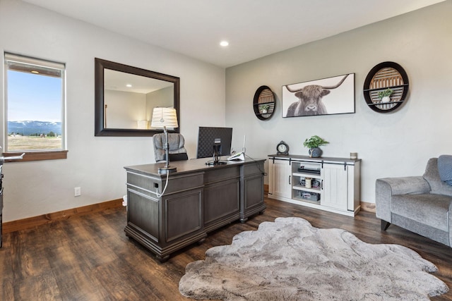 2650 W Valley Dr, Kalispell, MT 59901 - office featuring dark wood finished floors, baseboards, and recessed lighting