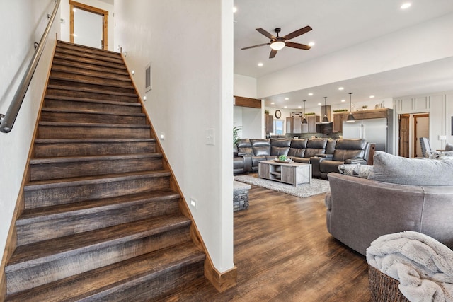 2650 W Valley Dr, Kalispell, MT 59901 - living room featuring baseboards, dark wood-style flooring, and recessed lighting