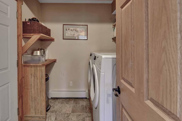 5 Alpine Valley Ln, Clancy, MT 59634 - laundry room featuring baseboard heating and washing machine and dryer