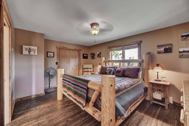 5 Alpine Valley Ln, Clancy, MT 59634 - bedroom featuring dark wood-type flooring, a ceiling fan, and a closet