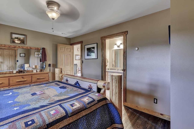 5 Alpine Valley Ln, Clancy, MT 59634 - bedroom with wood finished floors, ensuite bath, and ceiling fan