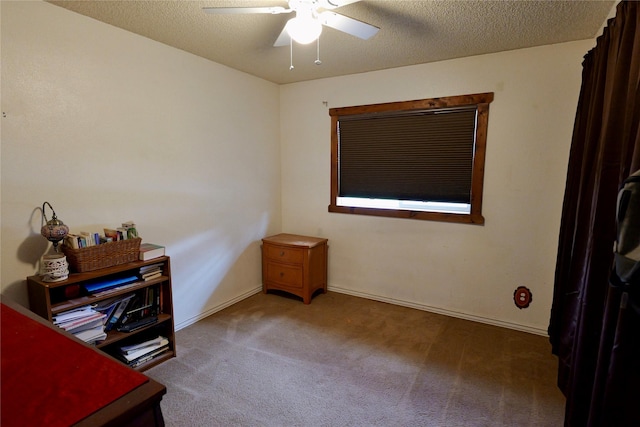 261 Locust Ln, Seeley Lake, MT 59868 - carpeted office space with ceiling fan, a textured ceiling, and baseboards