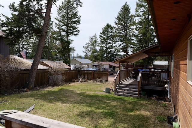 261 Locust Ln, Seeley Lake, MT 59868 - fenced backyard with a wooden deck