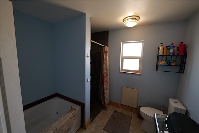 261 Locust Ln, Seeley Lake, MT 59868 - bathroom featuring a stall shower, a whirlpool tub, and tile patterned flooring
