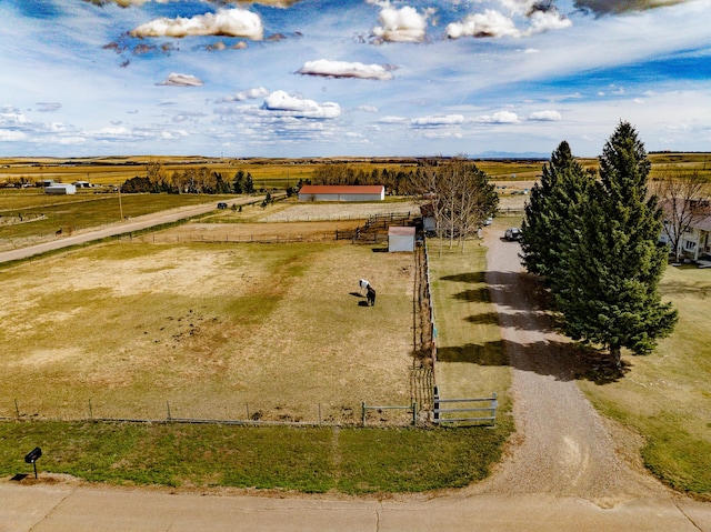 aerial view featuring a rural view