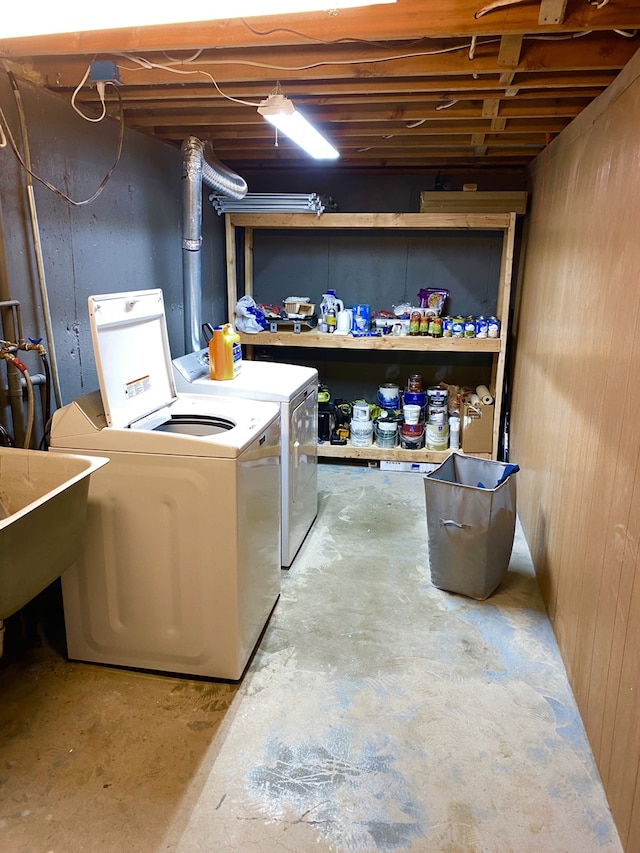 1405 2ND W Hill Dr, Great Falls, MT 59404 - unfinished below grade area with independent washer and dryer and a sink
