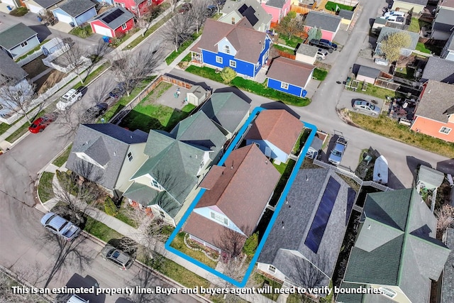 aerial view featuring a residential view