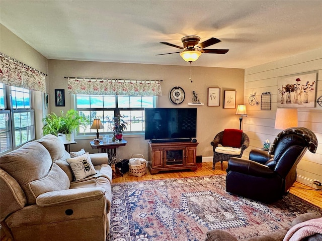 415 Galena Rd, Philipsburg, MT 59858 - living area with a ceiling fan, wood finished floors, and a wealth of natural light