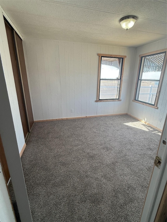 3805 7th St NE Unit 26, Great Falls, MT 59404 - empty room with carpet floors, wood walls, and a textured ceiling