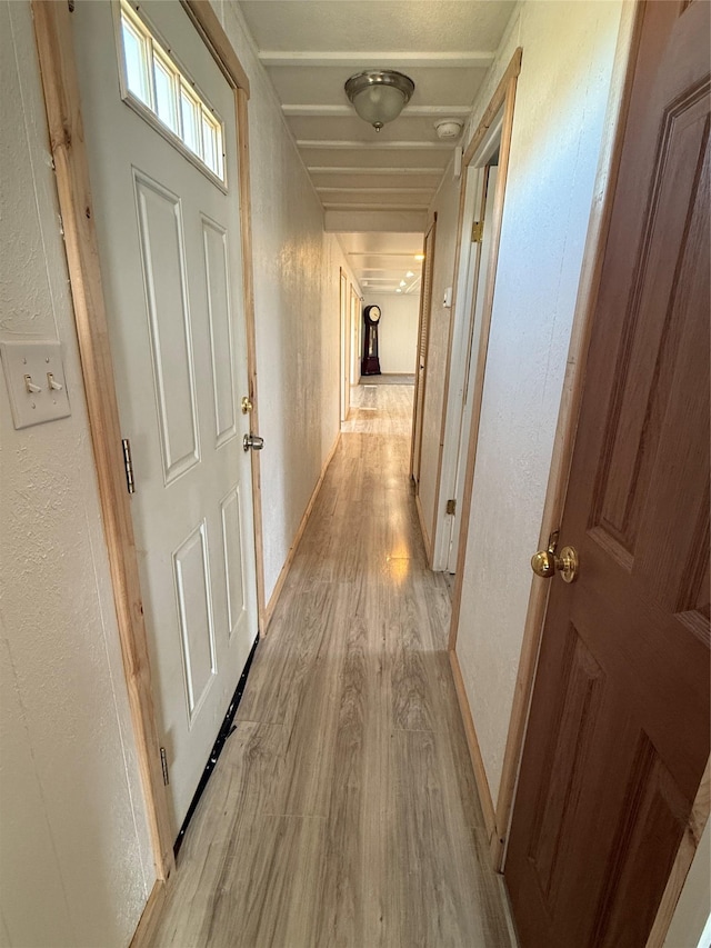 3805 7th St NE Unit 26, Great Falls, MT 59404 - hallway with light wood-type flooring, baseboards, and a textured wall
