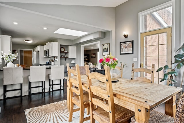 2324 Cloverdale Dr, Missoula, MT 59803 - dining area featuring a skylight and dark wood-style flooring