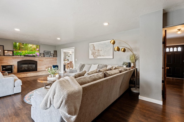 2324 Cloverdale Dr, Missoula, MT 59803 - living room with wood finished floors, recessed lighting, and a glass covered fireplace